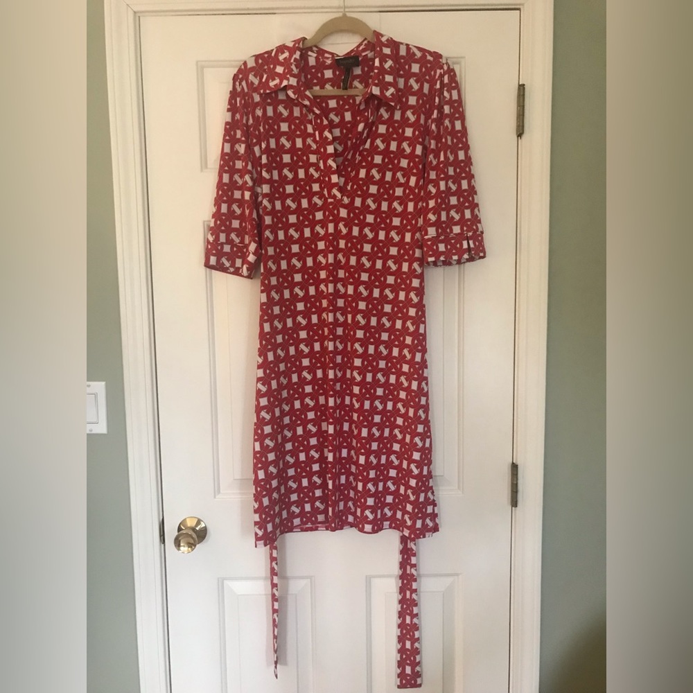 NWT Laundry by Shelli Segal Red and White Dress with belt Size 14